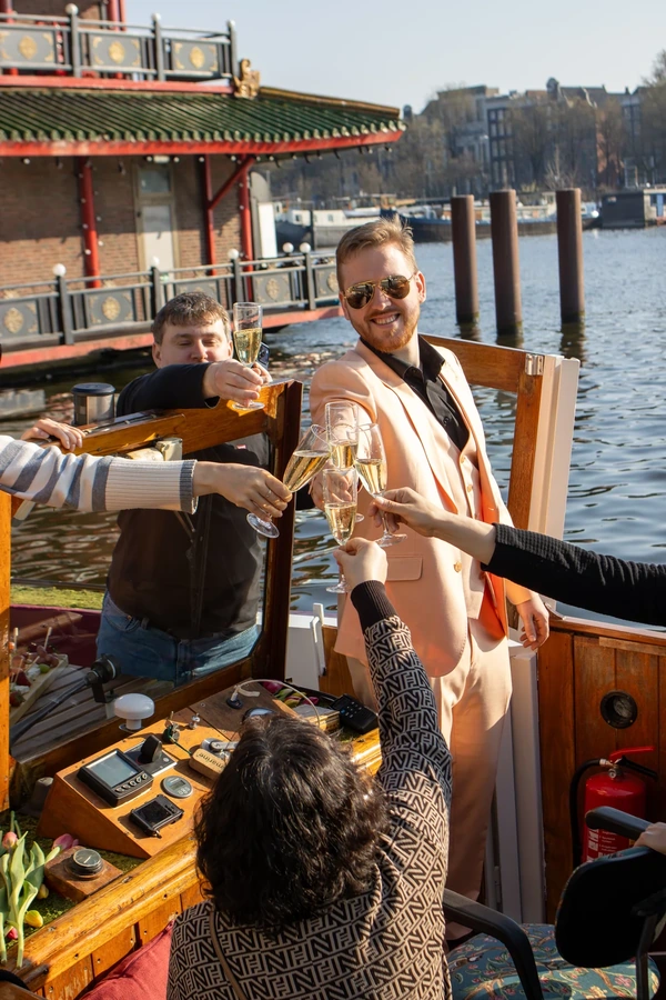 A glass of wine in a cozy atmosphere on board